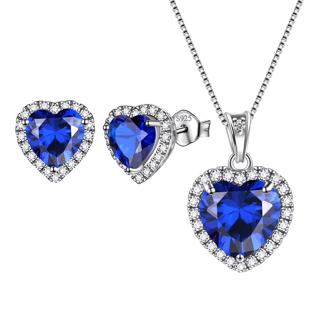 May Birthstone Jewelry Sets for Women, Green Heart Jewelry Set Emerald Necklace Earrings 925 Sterling Silver Fine Jewelry Birthday Mother'S Day Gifts