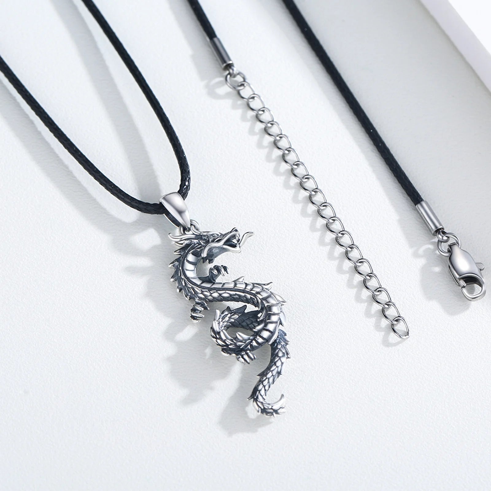 AOVEAO Dragon Necklace for Men 925 Sterling Silver Pendant Necklaces for Son Jewelry Birthday Gift