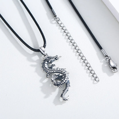 AOVEAO Dragon Necklace for Men 925 Sterling Silver Pendant Necklaces for Son Jewelry Birthday Gift