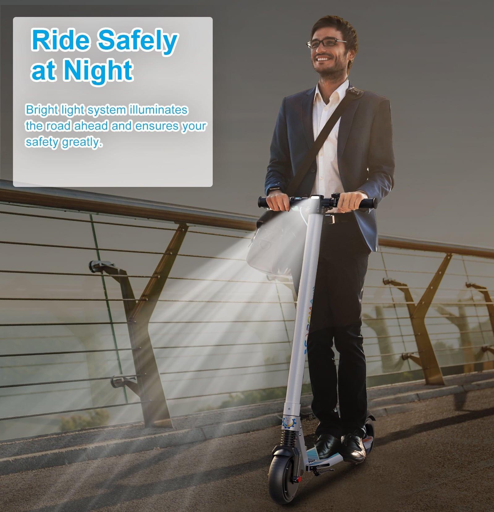 SANOPY Electric Scooter Adults, 250W Motor E-Scooter, 6.5 in Tires, 15.5 Mph & 20 Miles Range, Commuting Kick Scooter, Max Load 220 Lbs, Bright Blue,Ul2272 Certified
