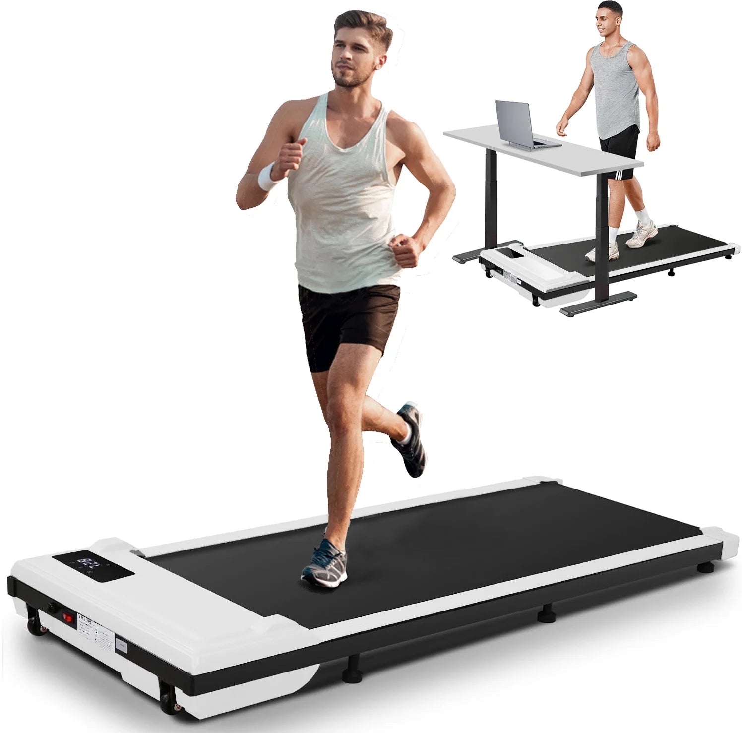 Walking Pad 2.5HP Brushless Motor 300Lbs Weight Capacity,Portable under Desk Treadmill with App Remote Control,Low-Noise Desk Treadmill in LED Display,Installation-Free