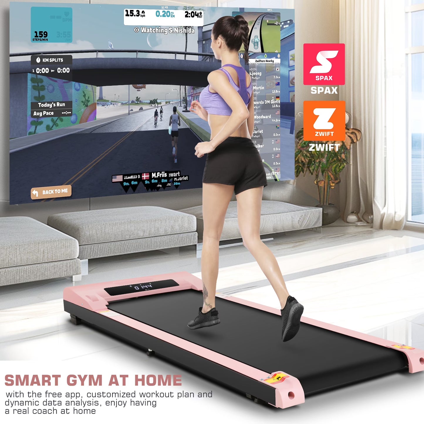 Walking Pad 2.5HP Brushless Motor 300Lbs Weight Capacity,Portable under Desk Treadmill with App Remote Control,Low-Noise Desk Treadmill in LED Display,Installation-Free