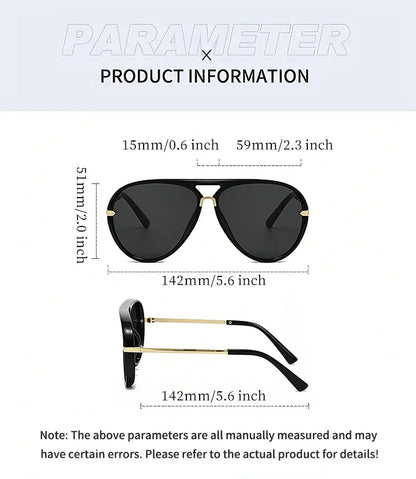 Gold Trim Pilot Sunglasses for Women| UV400 Y2K Shield Shades| Perfect for Spring Sunshine & Wedding Season Outfits