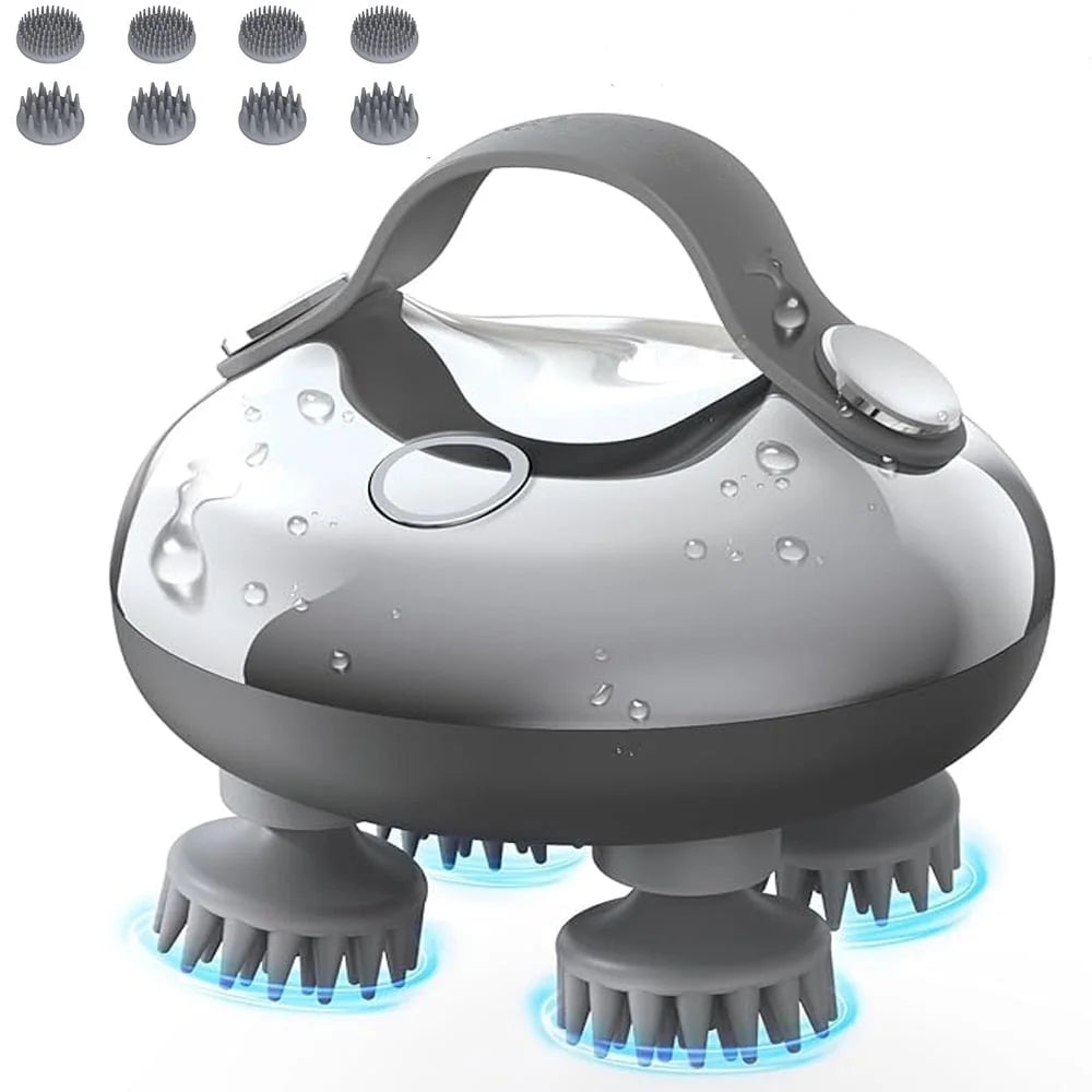 KAMUGO Scalp Massager Portable Electric Scalp Massager Hair Growth,Waterproof Handheld Head Scratcher Massager,3 Speed Modes with 8 Massage Claws Cat Massager(Purple)