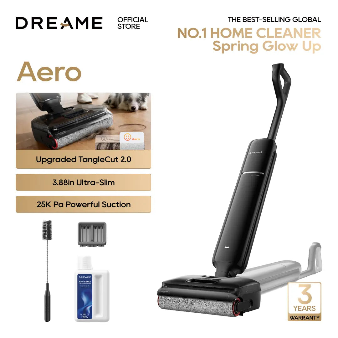 [New Launch] DREAME Aero Wet Dry Vacuum Cleaner, All-In-One Vacuum Mop for Wet & Dry Messes, 0 Hair Residue Great for Pet Owners, One-Press Self-Clean, 180° Lie Flat, 35Mins Runtime for Hard Floor Cleaning