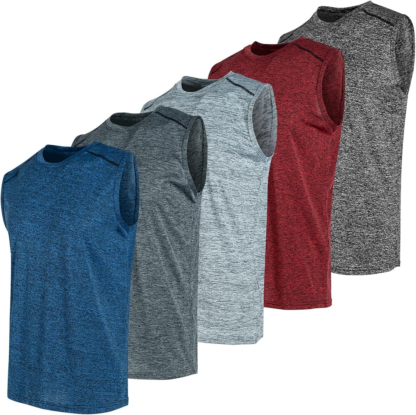 Ultra Performance 5 Pack Mens Dri Fit Sleeveless Muscle T Shirts Gym Workout Shirts for Men Pack