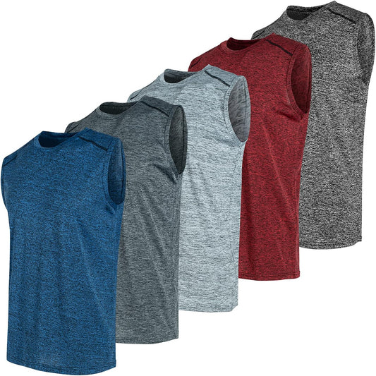 Ultra Performance 5 Pack Mens Dri Fit Sleeveless Muscle T Shirts Gym Workout Shirts for Men Pack
