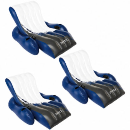 Intex Floating Recliner Inflatable Lake Lounge, Pool Float Chair W/ Cup Holders
