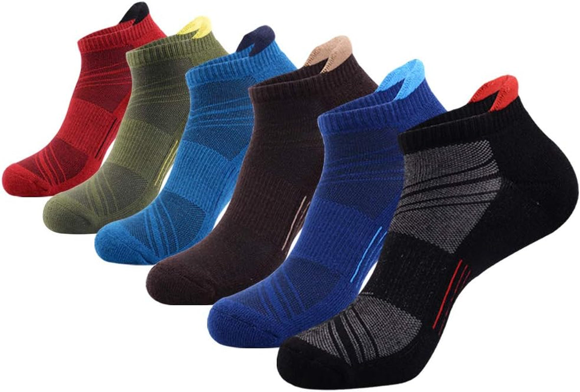 JOYNÉE Mens Ankle Low Cut Athletic Tab Socks for Men Sport Comfort Cushion Sock 6 Pack