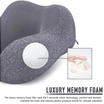 Camkey Travel Pillow, Memory Foam Neck Pillow, Upgrade Design Perfect Support U Shaped Pillow with 3D Contoured Eye Mask, Earplugs, Travel Bag