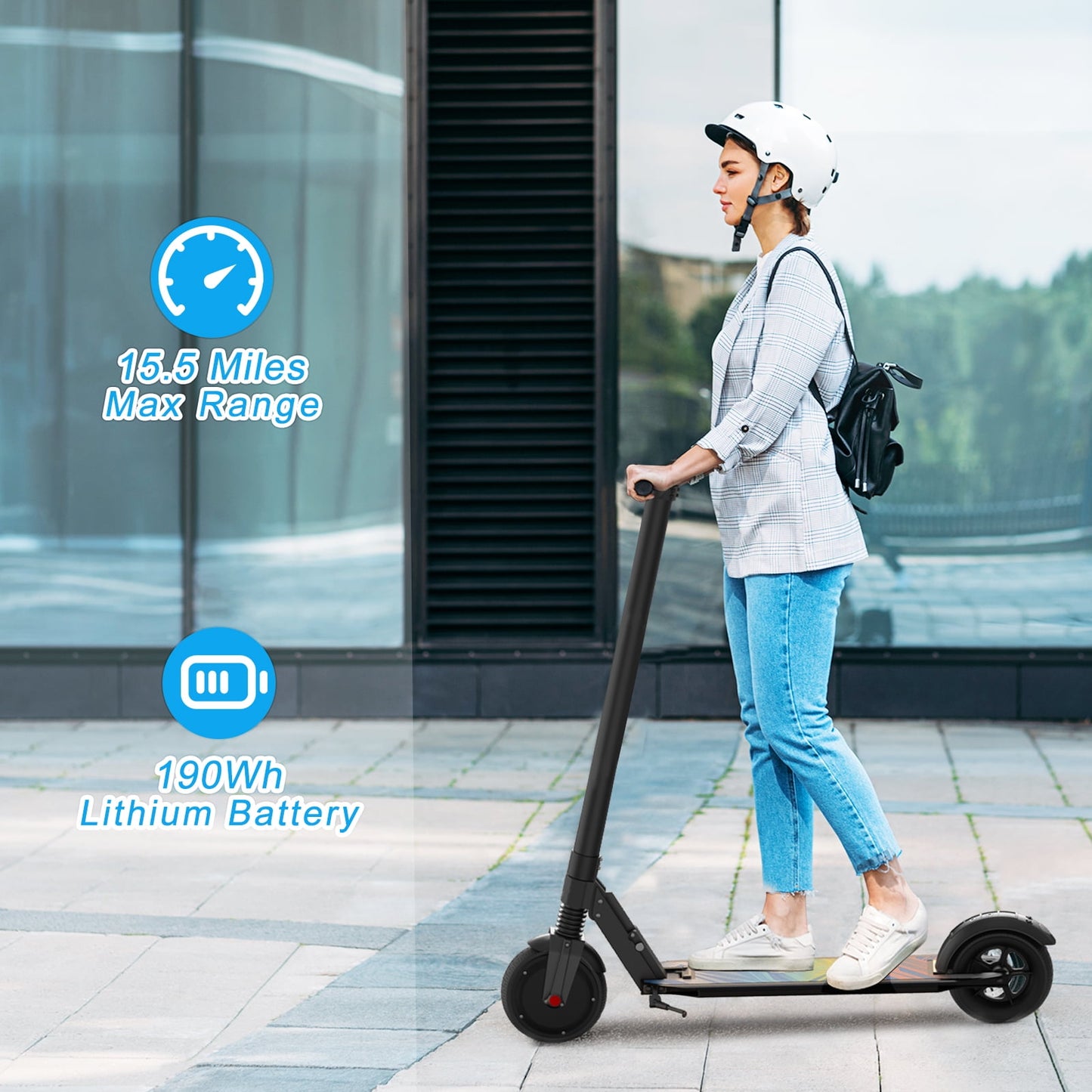 SANOPY Electric Scooter Adults, 250W Motor E-Scooter, 6.5 in Tires, 15.5 Mph & 20 Miles Range, Commuting Kick Scooter, Max Load 220 Lbs, Bright Blue,Ul2272 Certified