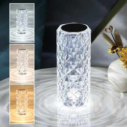 Crystal Rose Lamp Rgb Light Touch Rechargeable Bar for Bedroom Decorative Remote Control Table Dimmable Cordless Portable Luxury