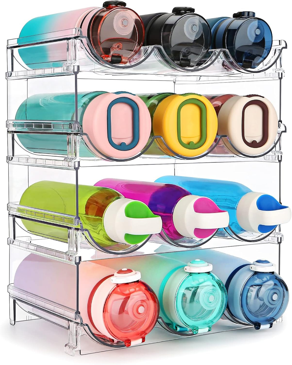Spospo Water Bottle Organizer for Cabinet, Water Bottle Storage Organizer, 2 Packs Water Bottle Storage Rack, Water Bottle Holder for Cabinet, Stackable Water Bottle Storage Rack