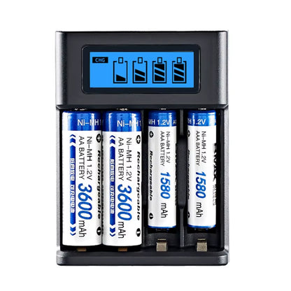 LCD Display AA / AAA Battery USB Charger 4 Slots for NI-MH /NI-CD AA AAA 1.2V Rechargeable Battery Indicator Battery Charger