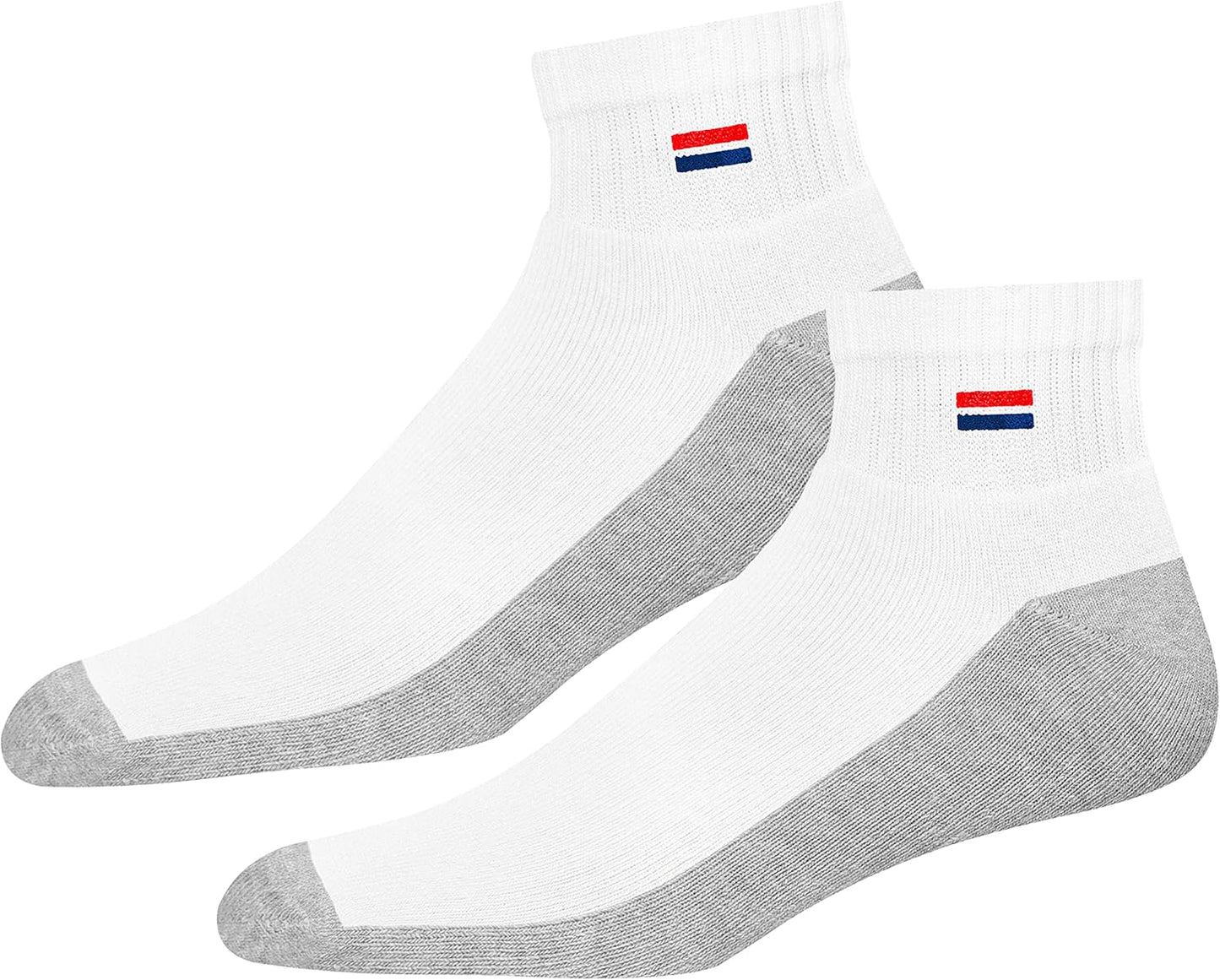NAVYSPORT Men'S Cotton Socks Athletic Quarter Socks for Running, Training, Casual Wear Pack of 6