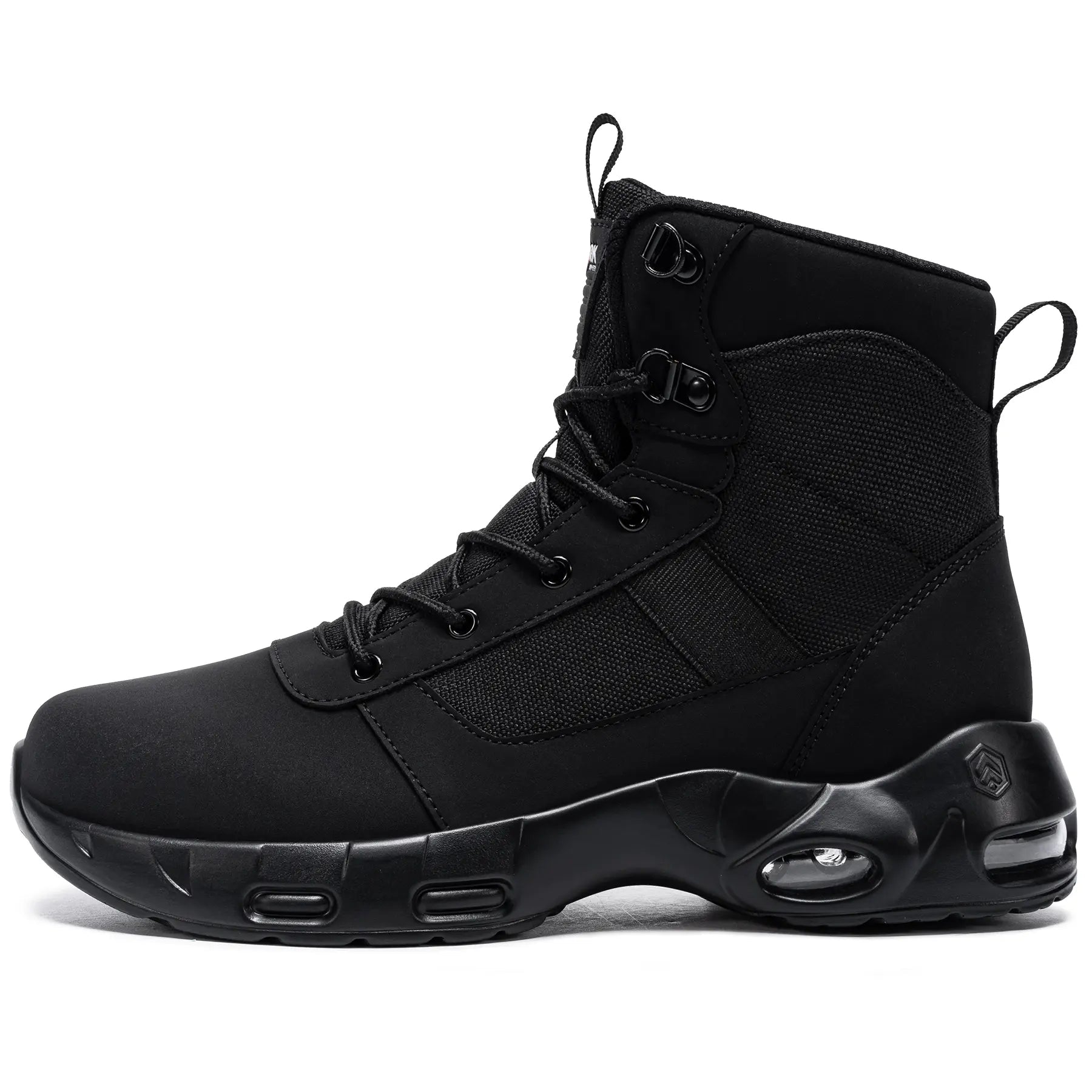 LARNMERN Men'S Steel Toe Work Boots with Side Zipper, Slip Resistant Water Resistant Safety Boots, Comfortable Cushioned High Top Work Shoes