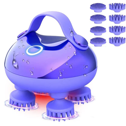 KAMUGO Scalp Massager Portable Electric Scalp Massager Hair Growth,Waterproof Handheld Head Scratcher Massager,3 Speed Modes with 8 Massage Claws Cat Massager(Purple)