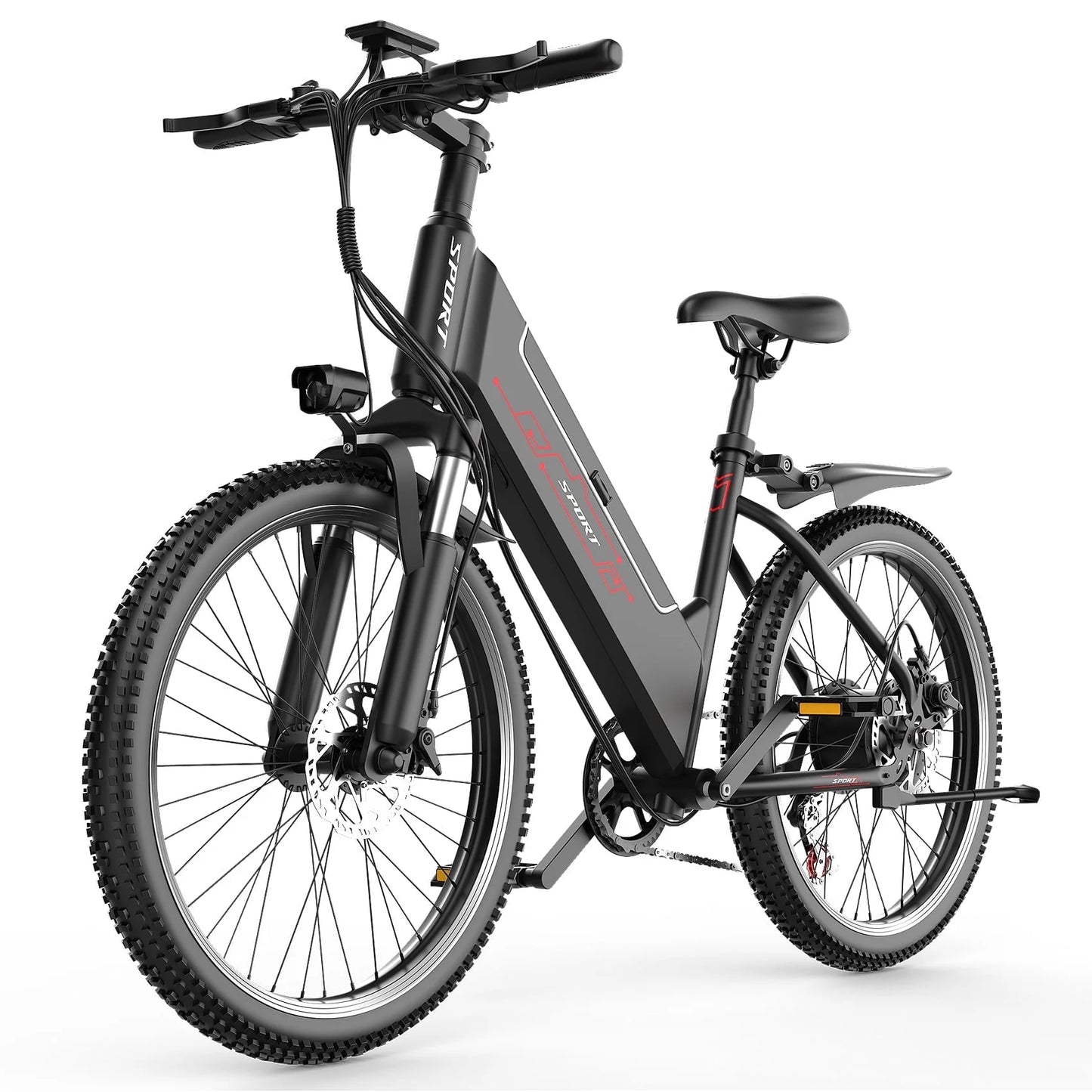 Postjoy F26 Electric Bike, 1200W Peak Motor,26" Tire 55 Miles 25MPH Electric Mountain Bike, 512Wh Battery Electric Bicycle for Adults 7 Speed, UL2849
