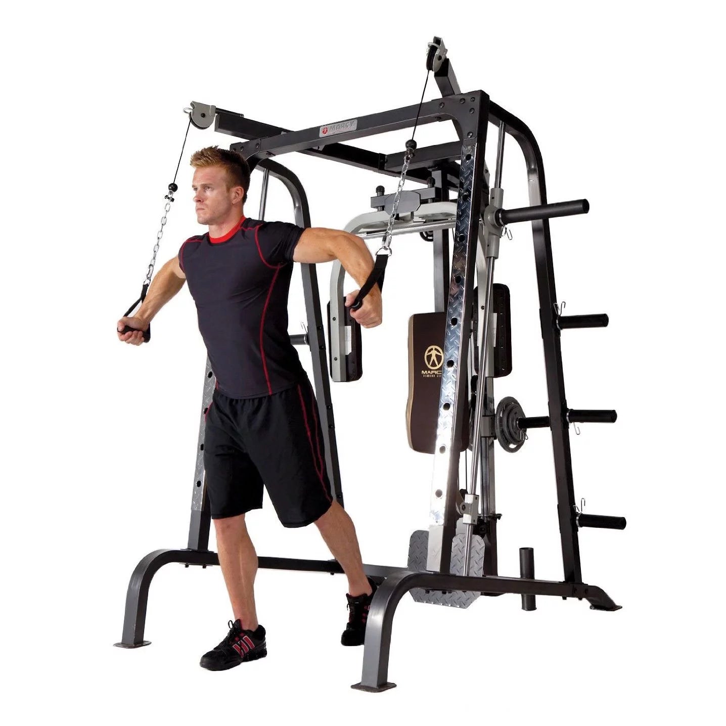 Marcy Diamond Elite Olympic Smith Cage Machine, Plate Loaded Home Gym Total Body Workout Machine (MD-9010G)