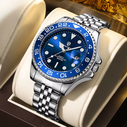 QINGXIYA Fashion Men Watch Fashion Original Waterproof Date Rotating Dial Stainless Steel Luxury Brand Men Quartz Watch Relogio