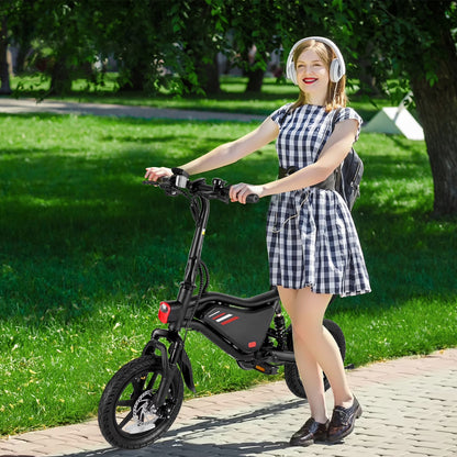 Elifine 350W Foldable Electric Bike for Adults, 14" Small E-Bike, LCD, Full Suspension, 48V 7.8Ah Electric Cycle for Adult UL 2849