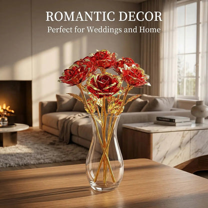12 Crystal Rose Flowers, No Maintenance, High-End Decor, Mother'S Day, Valentine'S Day, Wedding Gift, Artificial Flowers, Decorative Flowers Bouquet