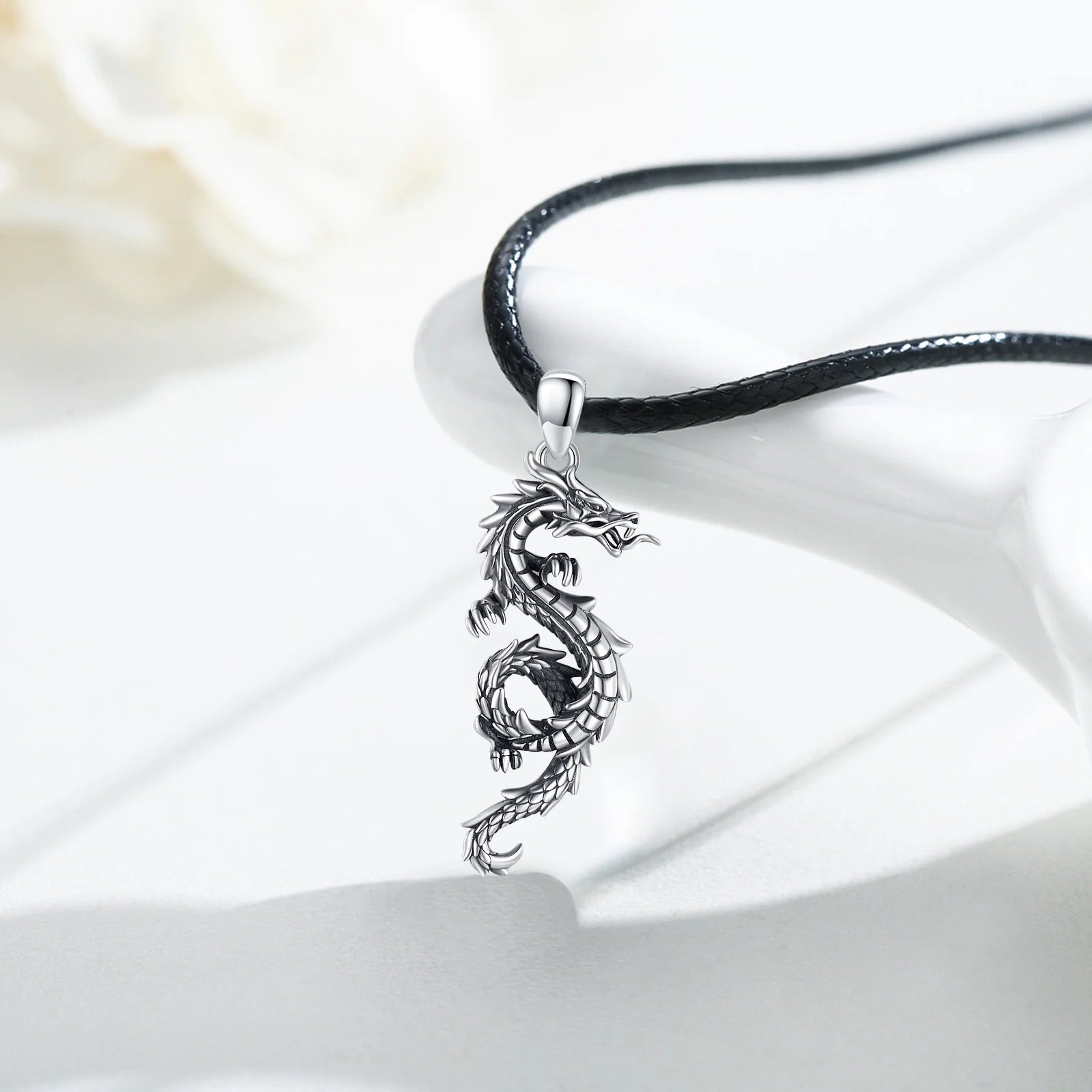 AOVEAO Dragon Necklace for Men 925 Sterling Silver Pendant Necklaces for Son Jewelry Birthday Gift