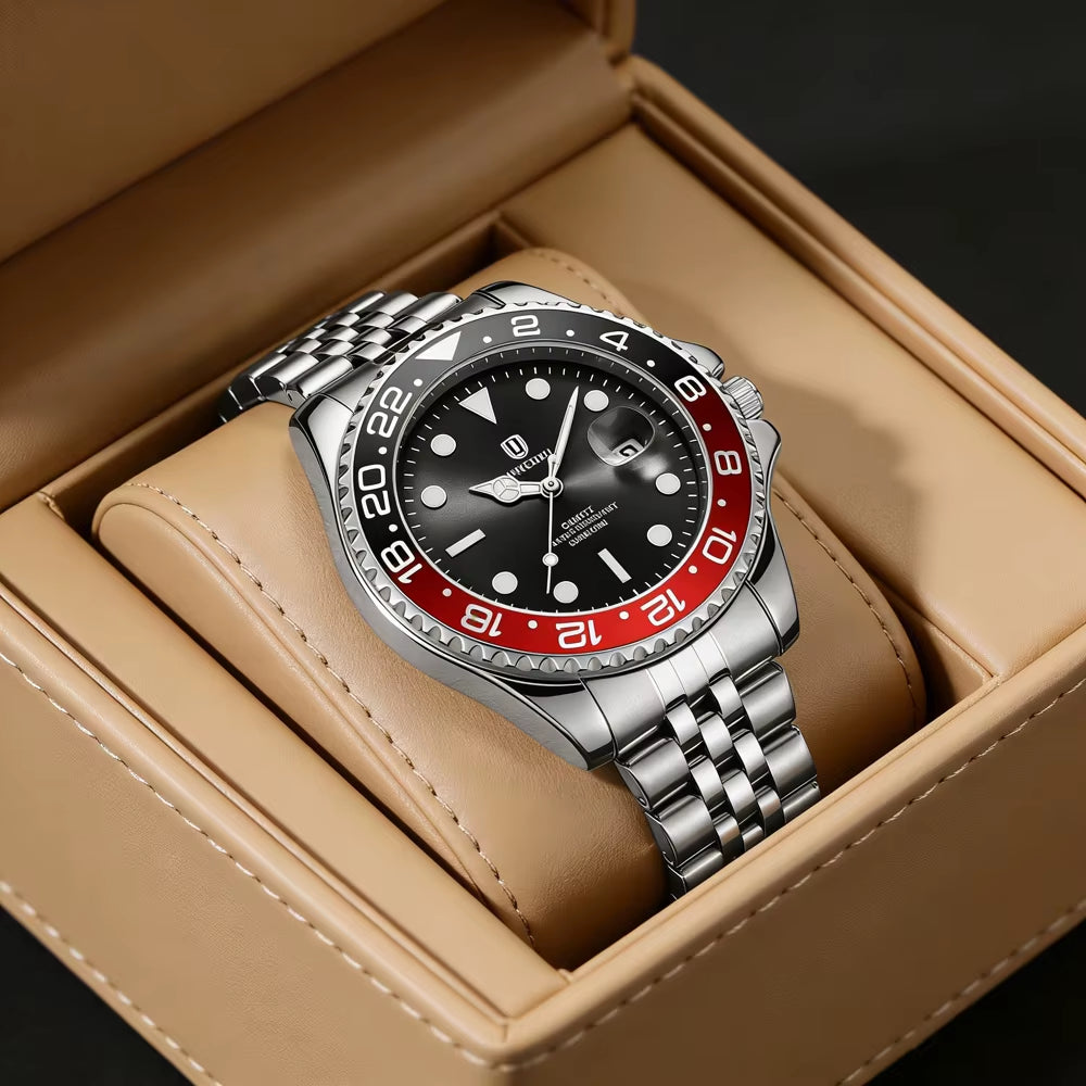 QINGXIYA Fashion Men Watch Fashion Original Waterproof Date Rotating Dial Stainless Steel Luxury Brand Men Quartz Watch Relogio