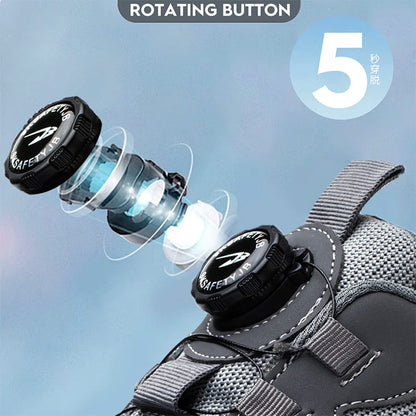 Rotary Button Work Shoes Anti-Slip Safety Shoes Men Steel Toe Sneaker Puncture Proof Work Boots Man Sport Shoes Indestructible