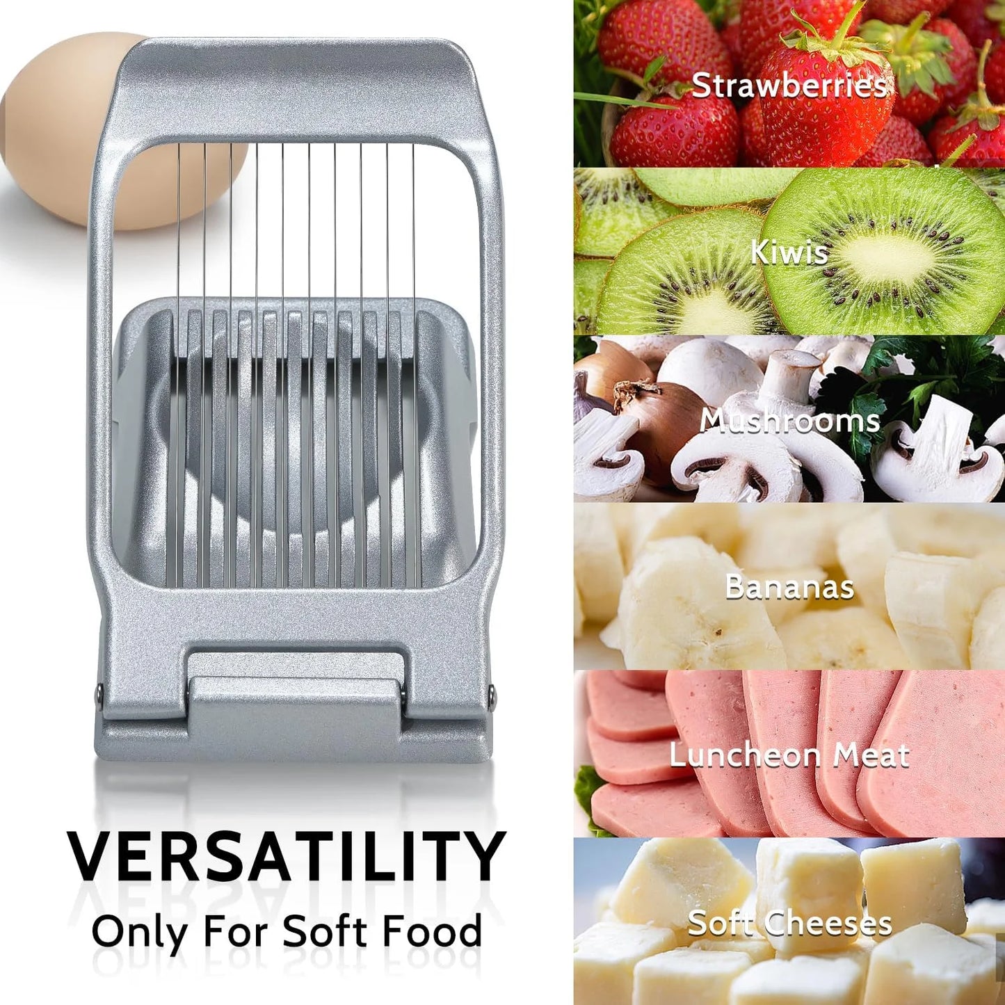 Sopito Heavy Duty Stainless Steel Wire Egg Slicer for Hard Boiled Eggs & Strawberry Other Soft Food