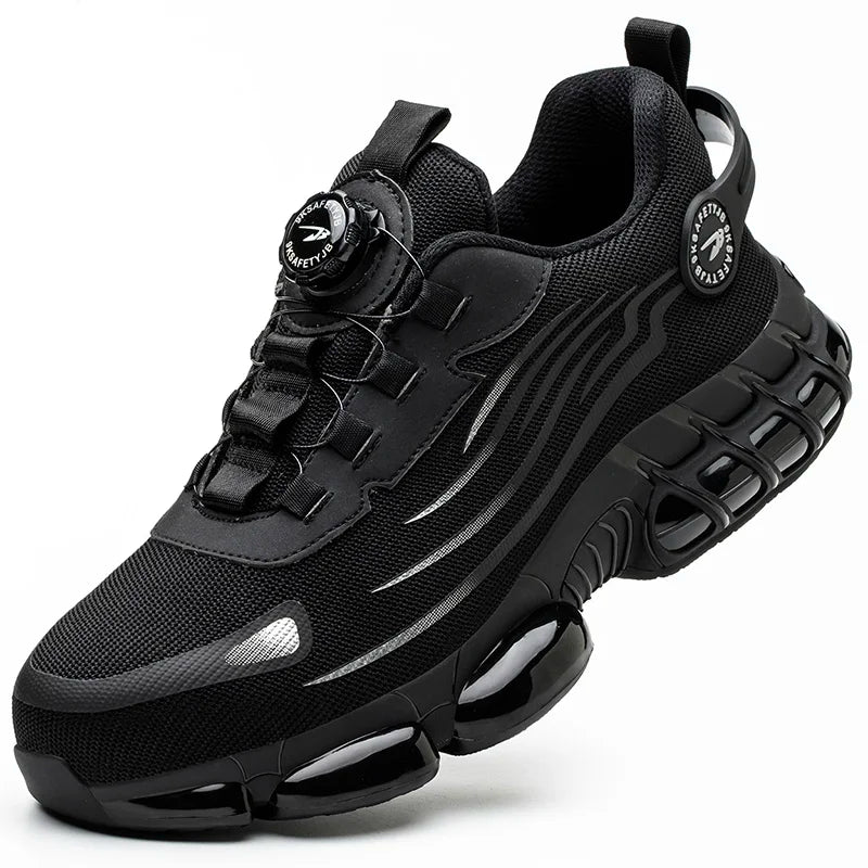 Rotary Button Work Shoes Anti-Slip Safety Shoes Men Steel Toe Sneaker Puncture Proof Work Boots Man Sport Shoes Indestructible
