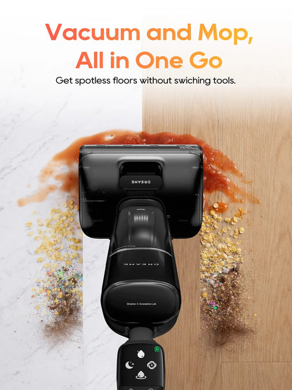 [New Launch] DREAME Aero Wet Dry Vacuum Cleaner, All-In-One Vacuum Mop for Wet & Dry Messes, 0 Hair Residue Great for Pet Owners, One-Press Self-Clean, 180° Lie Flat, 35Mins Runtime for Hard Floor Cleaning