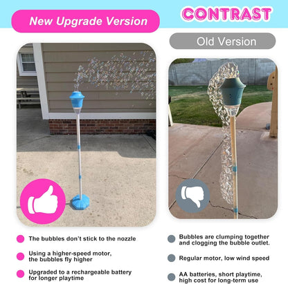 2-Piece Automatic Rechargeable Bubble Stand Machine, 47-Inch Height Outdoor Bubble Maker with Lights for Kids and Parties