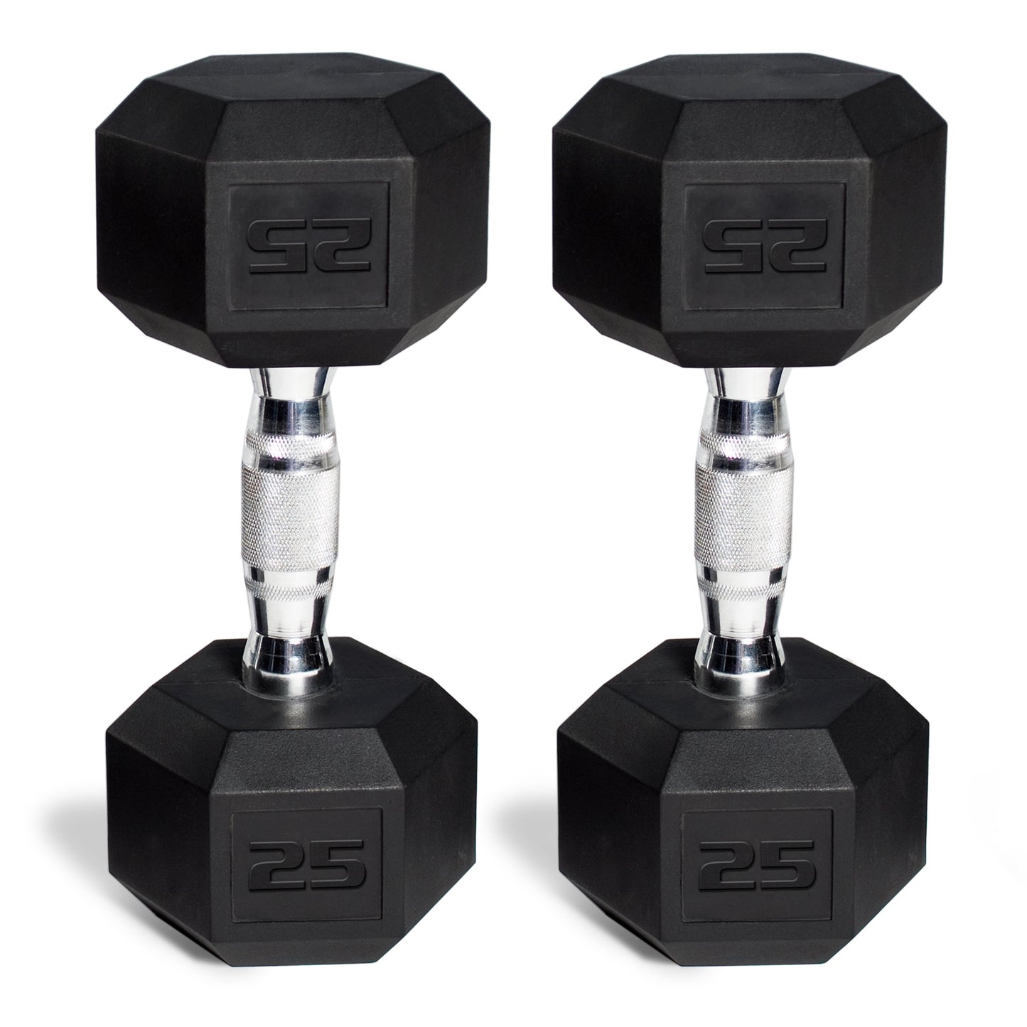 CAP 150 Lb. Coated Hex Dumbbell Weight Set, 5-25 Lb. with White Rack