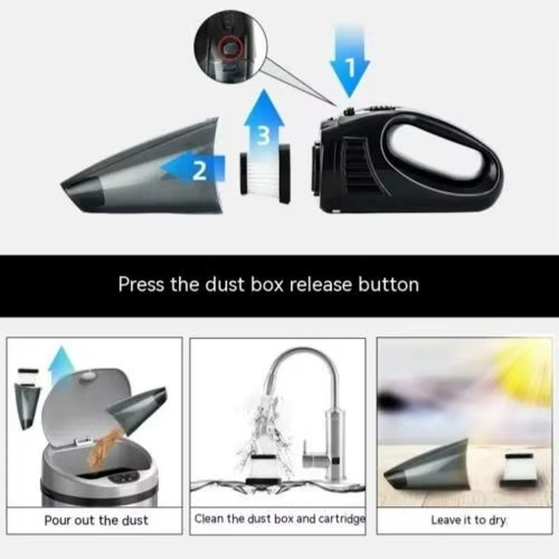 Portable Car Vacuum Cleaner Brushless Motor ABS Material Battery Powered Easy Dust Removal Wireless Cleaning Made China