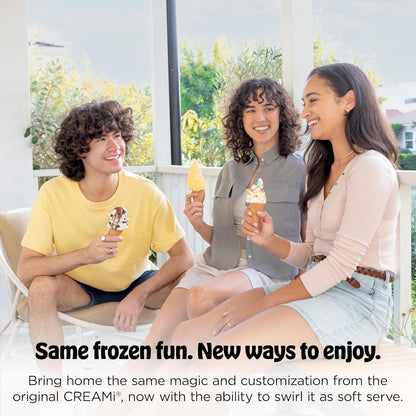 Ninja Creami Scoop & Swirl Ice Cream Maker, Soft Serve Desserts, Sorbet, Milkshakes, Frozen Yogurt and More, 13-In-1 Programs, Includes Handle and Two 16 Oz 2-In-1 Pints, NC701