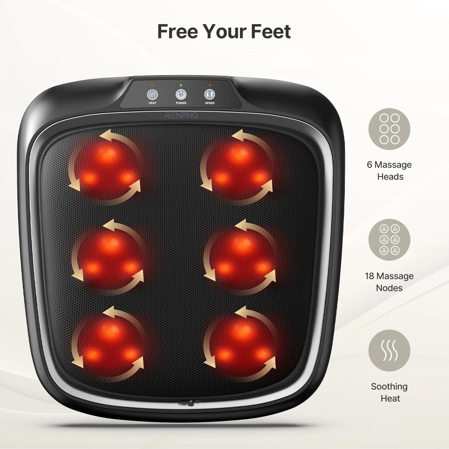 RENPHO Foot Massager with Heating,Shiatsu Foot Massager for Circulation, Back Massager, Foot Warmer and Massager for Neuropathy Muscle Pain Relief Plantar Fasciitis, Gifts for Women Men