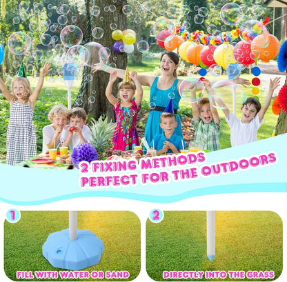 2-Piece Automatic Rechargeable Bubble Stand Machine, 47-Inch Height Outdoor Bubble Maker with Lights for Kids and Parties