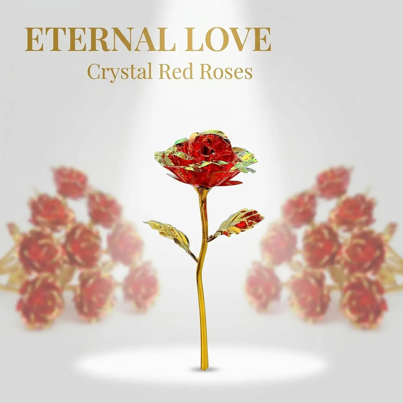 12 Crystal Rose Flowers, No Maintenance, High-End Decor, Mother'S Day, Valentine'S Day, Wedding Gift, Artificial Flowers, Decorative Flowers Bouquet