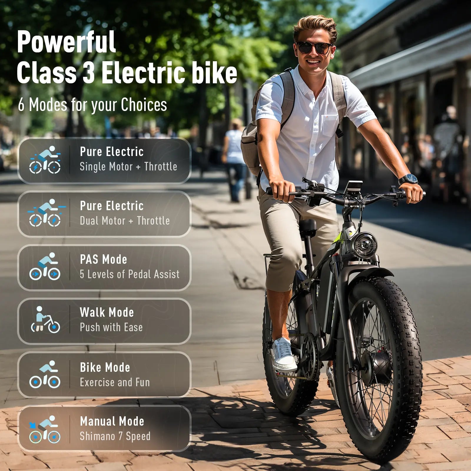 Electric Bike for Adults 43MPH 25Ah 52V Fast Ebike 3000W Peak Dual Motors 26" Full Suspension Fat Tire E Bikes for Men with Hydraulic Brake