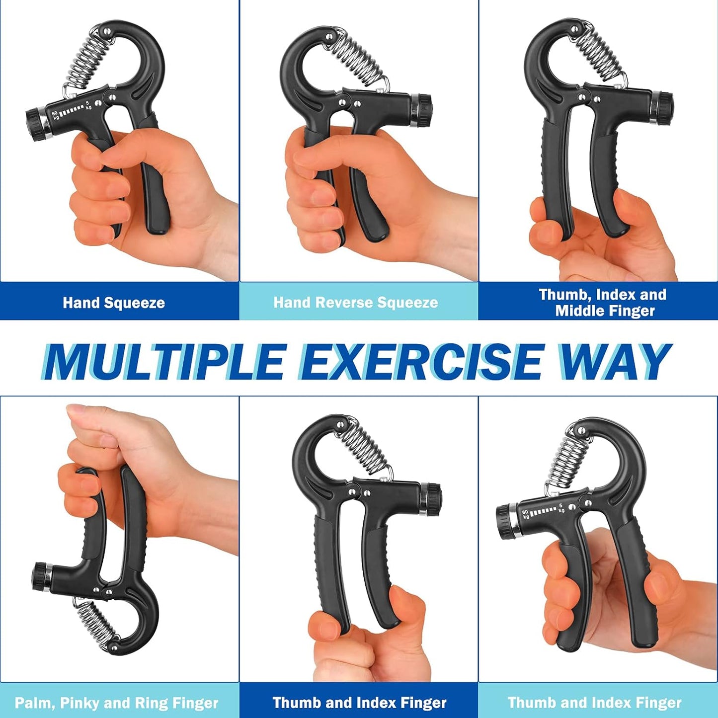 AIXPI Grip Strength Trainer, Hand Grip Exerciser Strengthener with Adjustable Resistance 11-132 Lbs (5-60Kg), Forearm Strengthener, Hand Exerciser for Muscle Building and Injury Recover 1 PACK