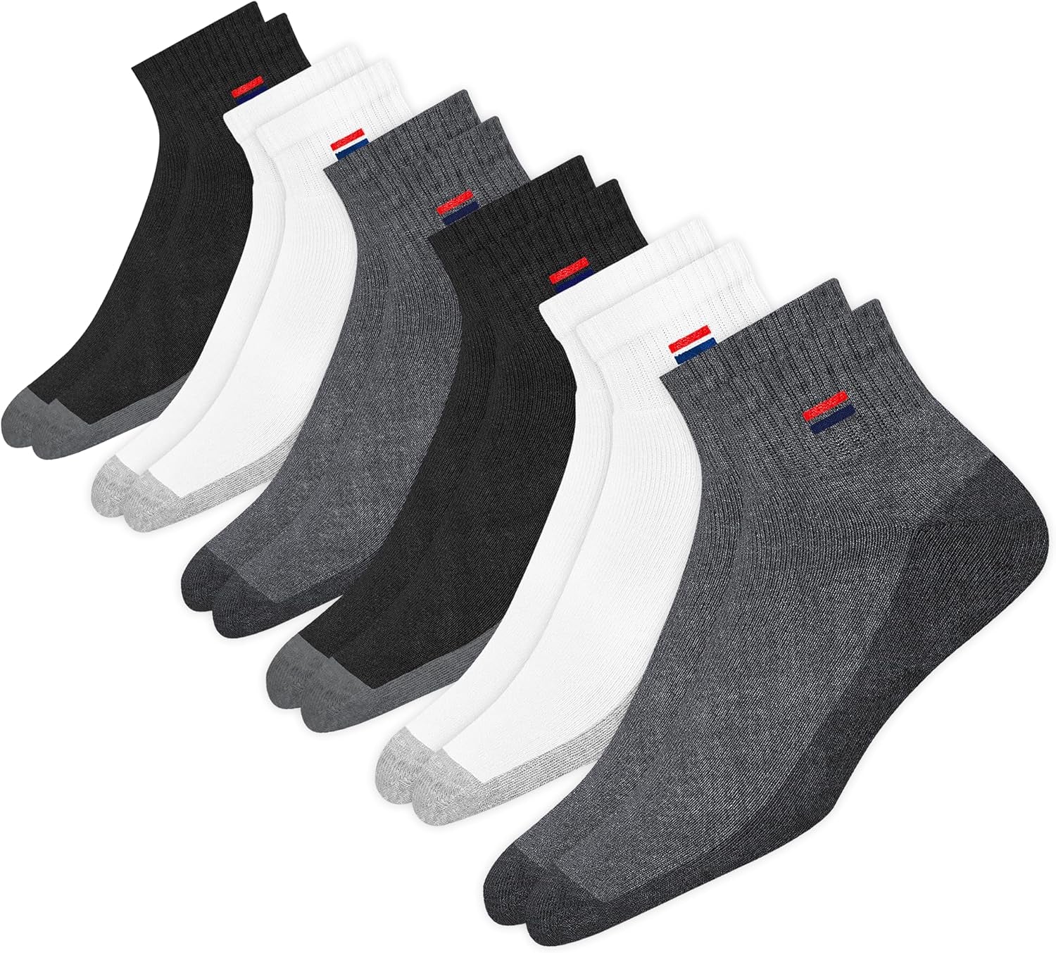 NAVYSPORT Men'S Cotton Socks Athletic Quarter Socks for Running, Training, Casual Wear Pack of 6