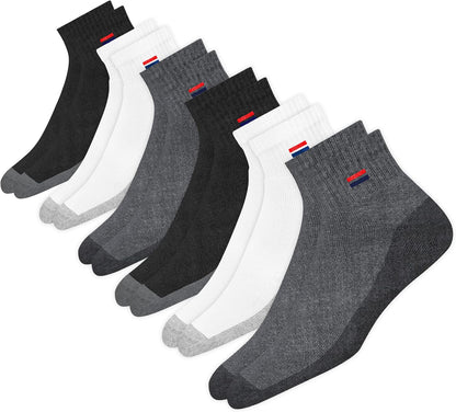 NAVYSPORT Men'S Cotton Socks Athletic Quarter Socks for Running, Training, Casual Wear Pack of 6