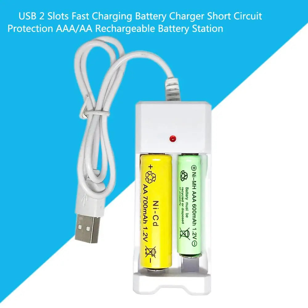 AAA 2/3/4 USB Slots Battery Charger Fast Charging Short Circuit Protection AAA and AA Rechargeable Battery Station High Quality