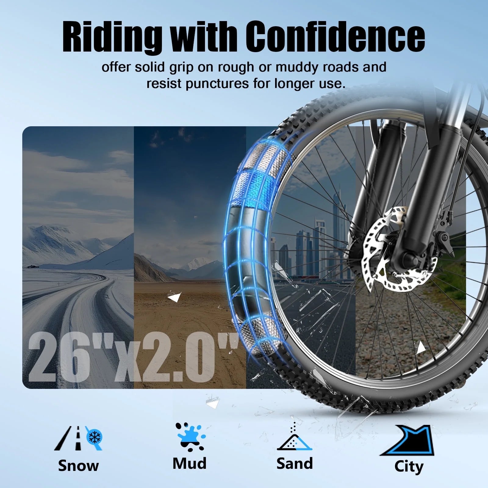 Postjoy F26 Electric Bike, 1200W Peak Motor,26" Tire 55 Miles 25MPH Electric Mountain Bike, 512Wh Battery Electric Bicycle for Adults 7 Speed, UL2849