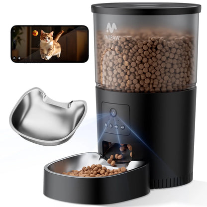 IMIPAW Automatic Cat Feeders, 3L Timed Cat Food Dispenser with Clog-Free Design, Dog Pet Feeder