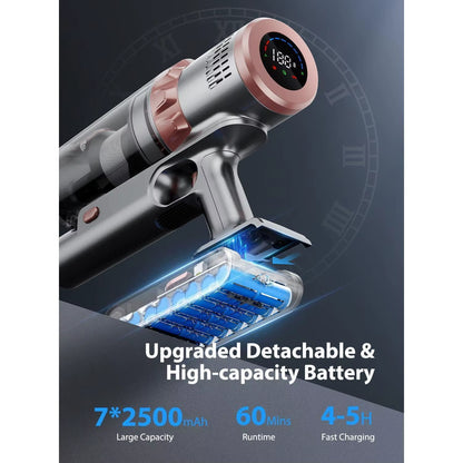 Cordless Stick Vacuum Cleaner 45Kpa Powerful Suction LED Touch Display 60-Minute Runtime Lightweight