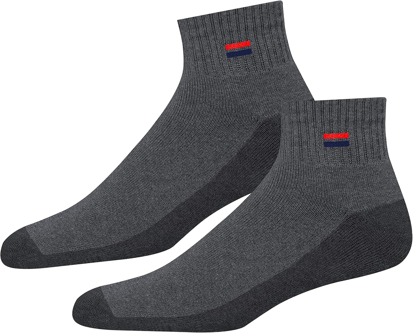 NAVYSPORT Men'S Cotton Socks Athletic Quarter Socks for Running, Training, Casual Wear Pack of 6