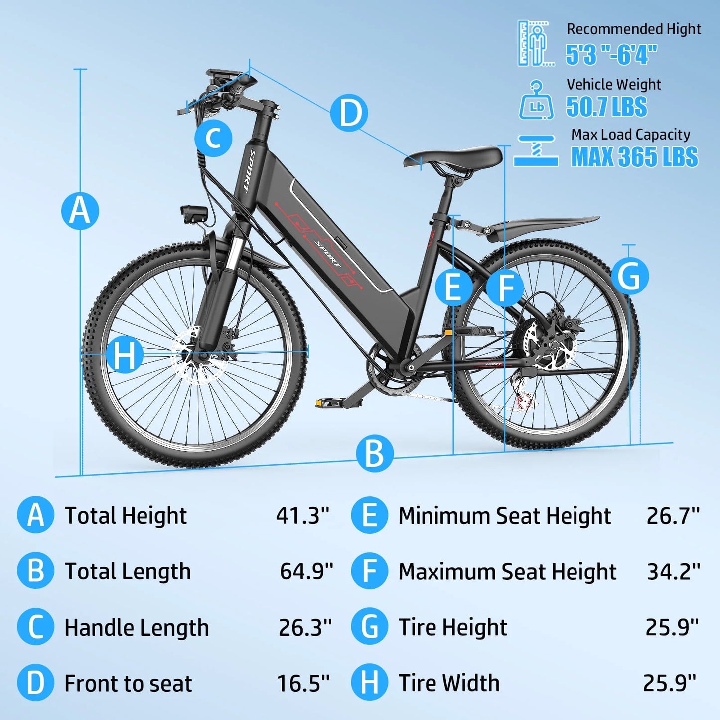 Postjoy F26 Electric Bike, 1200W Peak Motor,26" Tire 55 Miles 25MPH Electric Mountain Bike, 512Wh Battery Electric Bicycle for Adults 7 Speed, UL2849