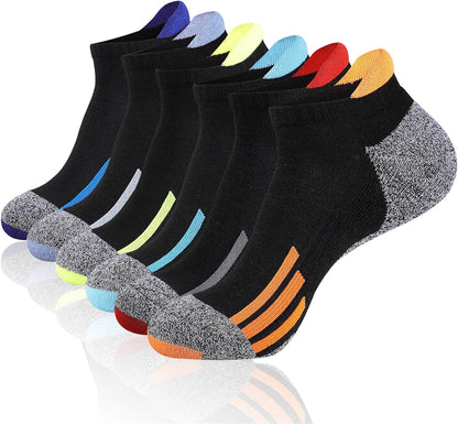 JOYNÉE Mens Ankle Low Cut Athletic Tab Socks for Men Sport Comfort Cushion Sock 6 Pack